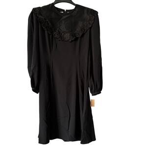 Nilani Vintage Black Dress Goth Witchy Victorian NOS  Size 8 Padded Sholuders